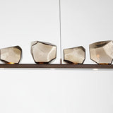 Irregular Cognac Glass Stone Pendant Light Modern Creative Chandelier for Dining Room