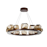 Irregular Cognac Glass Stone Pendant Light Modern Creative Chandelier for Dining Room