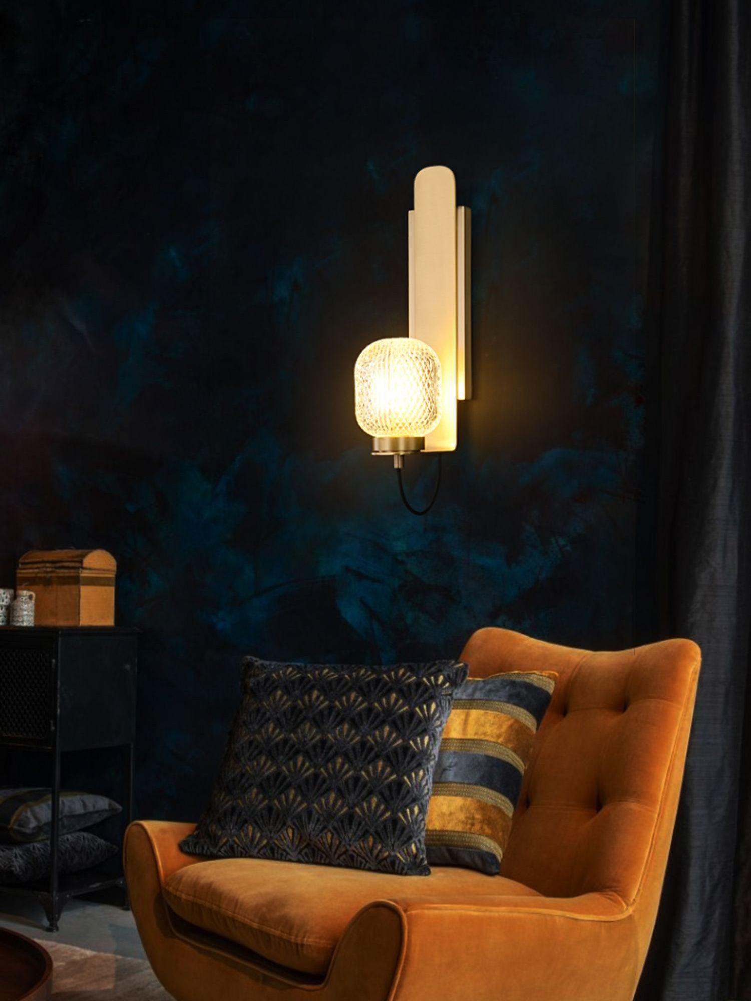 Ison Modern Brass Wall Sconce with Opaque Glass Shade Indoor Light Set of 2