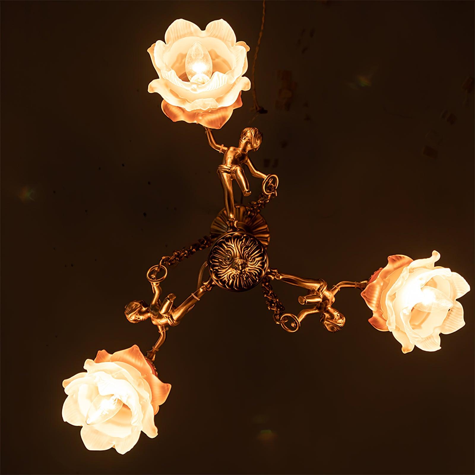 italian-aged-brass-putti-statuette-pendant-light-with-frosted-glass-globes