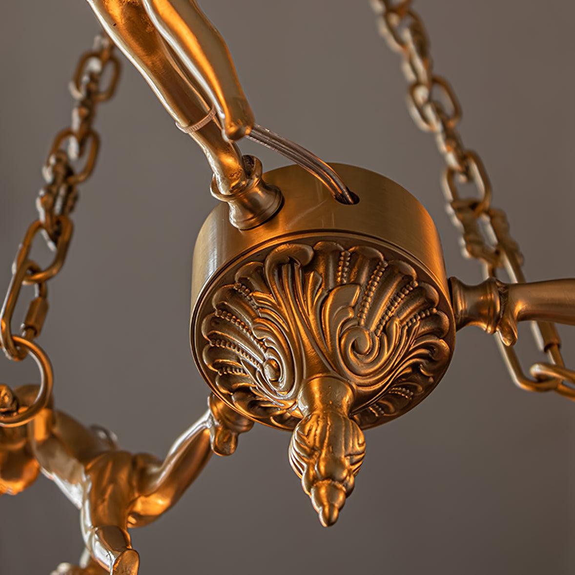 italian-aged-brass-putti-statuette-pendant-light-with-frosted-glass-globes