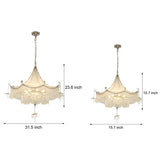Italian Style Crystal Tassel Pagoda Chandelier Chrome Pendant Light with 3 Color Dimming