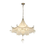 Italian Style Crystal Tassel Pagoda Chandelier Chrome Pendant Light with 3 Color Dimming