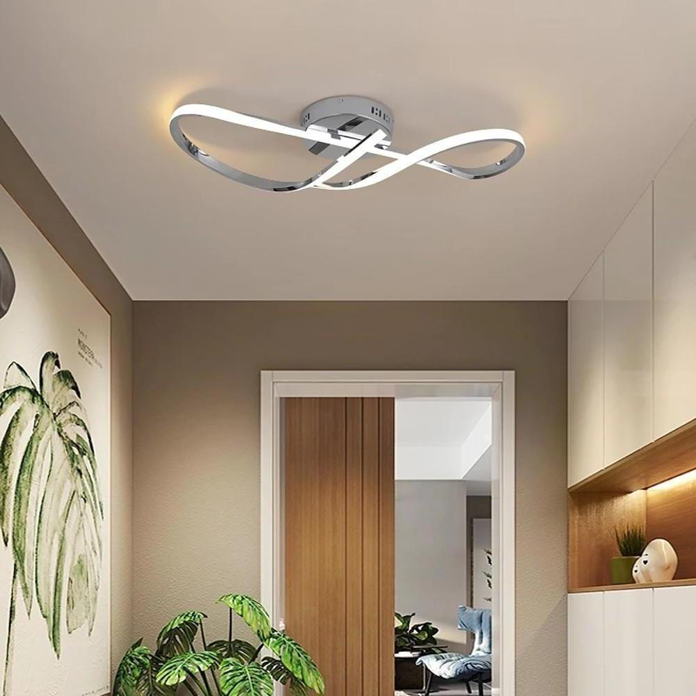 Modern Wavy LED Semi Flush Mount Ceiling Light Dimmable Twisted Spiral Linear Nordic Fixture