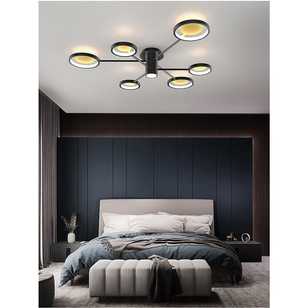 Geometric Multi Circle LED Flush Mount Ceiling Light Modern Black Industrial Chandelier Lighting