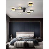 Geometric Multi Circle LED Flush Mount Ceiling Light Modern Black Industrial Chandelier Lighting