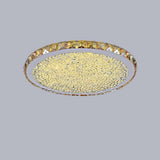 16 Inch Round Crystal LED Flush Mount Ceiling Light Modern Antique Painted Metal Fixture