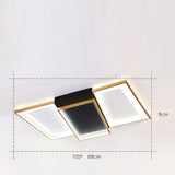 Modern Geometric LED Flush Mount Ceiling Light Black and Gold Multi Ring Fixture