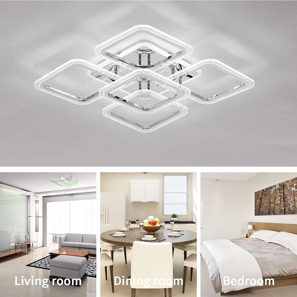 Modern Geometric LED Flush Mount Ceiling Lamp 5 Square Acrylic Light Fixture for Living Room