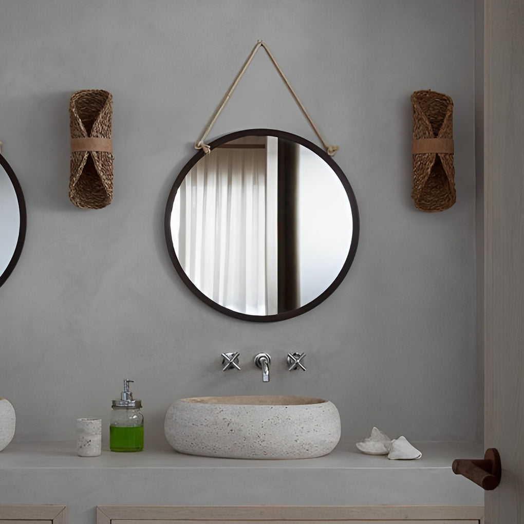 Japanese Style Handwoven Rattan Wood LED Wall Sconce Up and Down Lighting Fixture