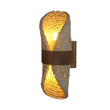 Japanese Style Handwoven Rattan Wood LED Wall Sconce Up and Down Lighting Fixture