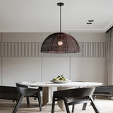 Japanese Style Semicircle Woven Metal Pendant Light Retro Iron Dining Room Chandelier