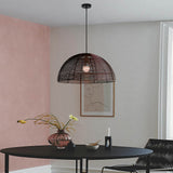 Japanese Style Semicircle Woven Metal Pendant Light Retro Iron Dining Room Chandelier
