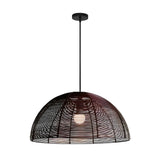 Japanese Style Semicircle Woven Metal Pendant Light Retro Iron Dining Room Chandelier