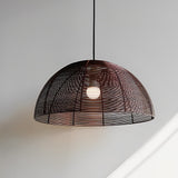 Japanese Style Semicircle Woven Metal Pendant Light Retro Iron Dining Room Chandelier