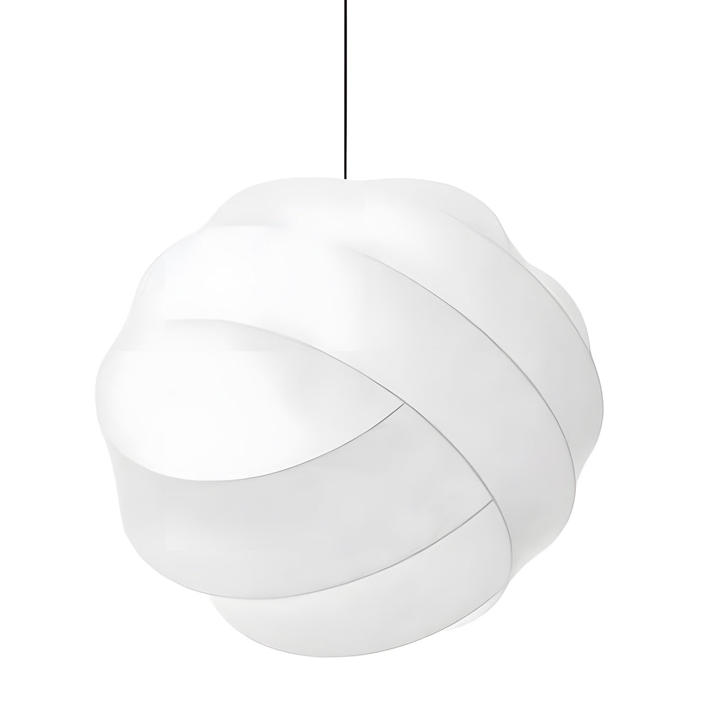 Japanese Style Wabi Sabi Silk Fabric Ball Chandelier Modern LED Pendant Light for Dining Room