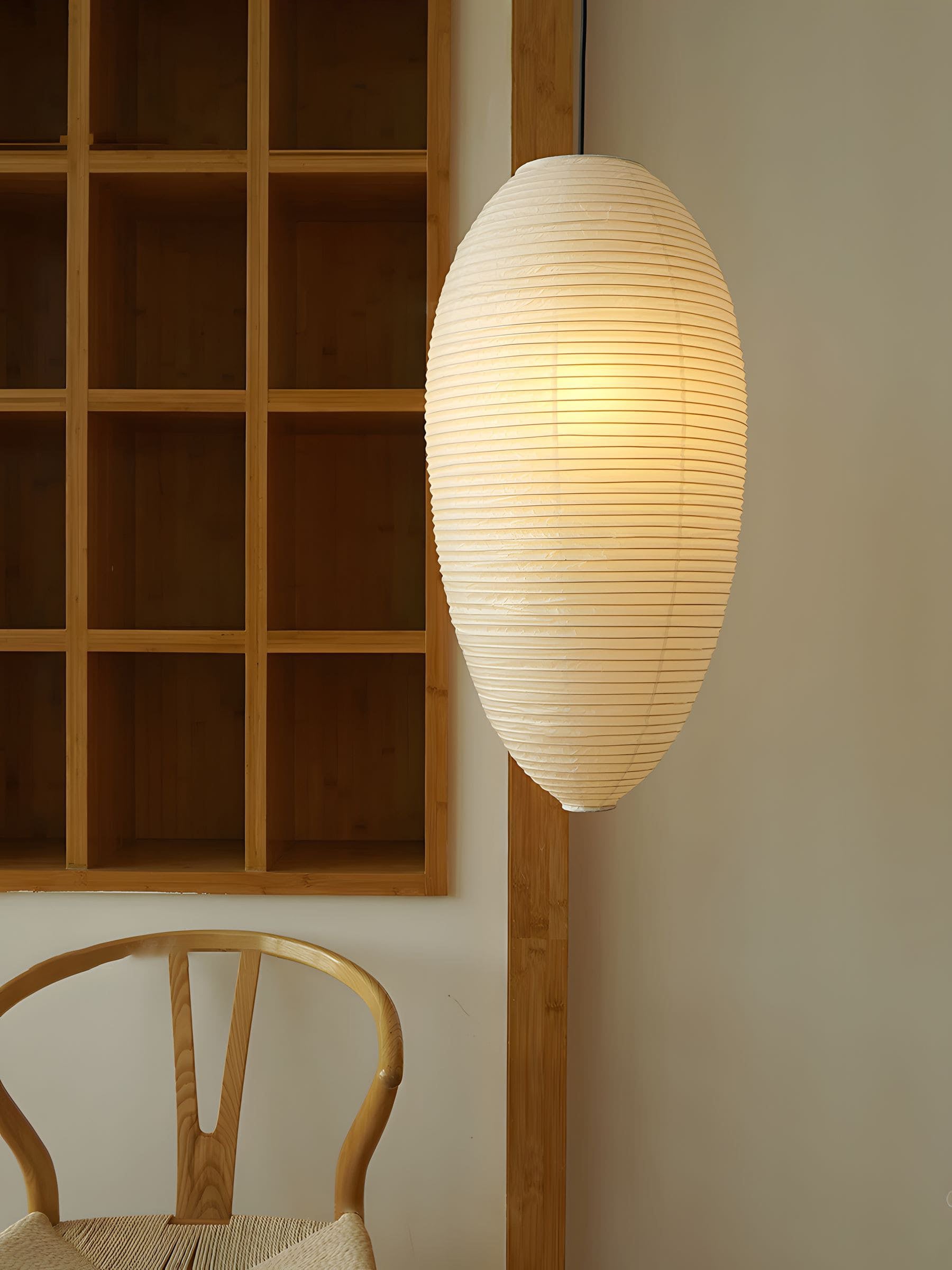 Japanese Style Washi Paper Chestnut Pendant Light Mulberry Paper Hanging Lamp for Modern Living Room