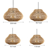 Japanese Style Woven Rattan Chandelier Rustic Modern Wicker Pendant Light for Dining Room