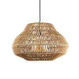 Japanese Style Woven Rattan Chandelier Rustic Modern Wicker Pendant Light for Dining Room