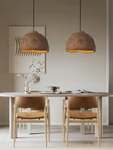 Japanese Wabi Sabi Resin Bell Pendant Light Minimalist Texture Hanging Ceiling Fixture for Dining Room