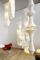 Japanese Washi Paper Hanging Pendant Light Handcrafted Mulberry Paper Swag Lamp for Modern Interiors