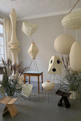 Japanese Washi Paper Hanging Pendant Light Handcrafted Mulberry Paper Swag Lamp for Modern Interiors