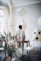 Japanese Washi Paper Hanging Pendant Light Handcrafted Mulberry Paper Swag Lamp for Modern Interiors