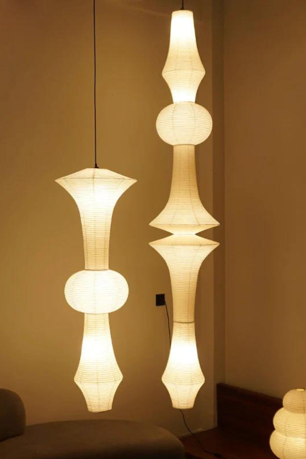 Japanese Washi Paper Hanging Pendant Light Handcrafted Mulberry Paper Swag Lamp for Modern Interiors