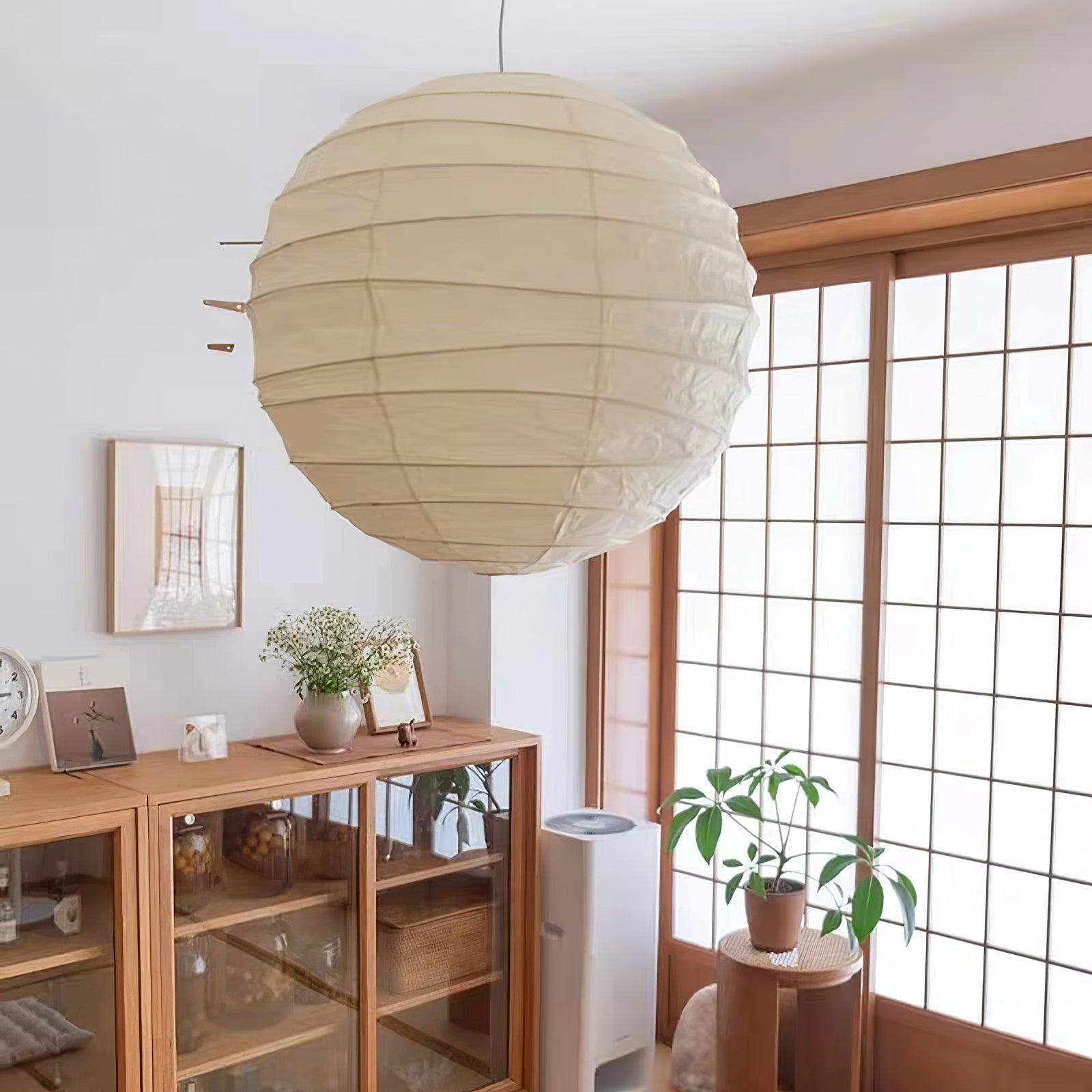 Japanese Washi Paper Pendant Lamp Handcrafted Mulberry Paper Hanging Swag Light with Plug In Cord