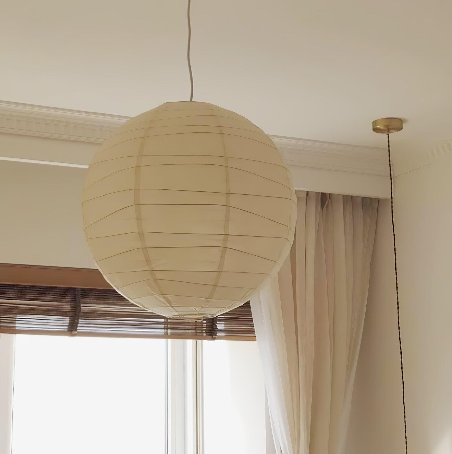 Japanese Washi Paper Pendant Lamp Handcrafted Mulberry Paper Hanging Swag Light with Plug In Cord