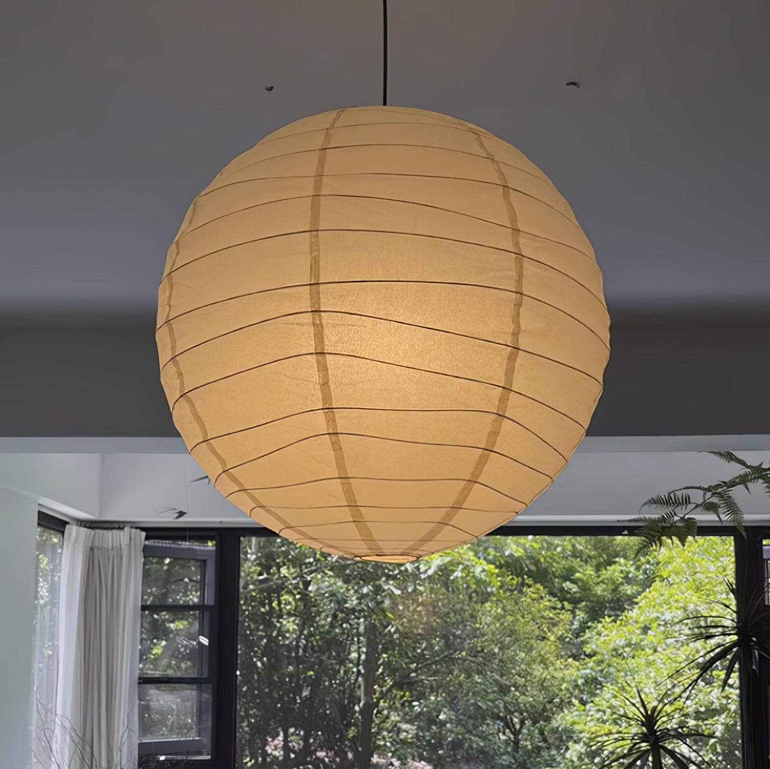 Japanese Washi Paper Pendant Lamp Handcrafted Mulberry Paper Hanging Swag Light with Plug In Cord