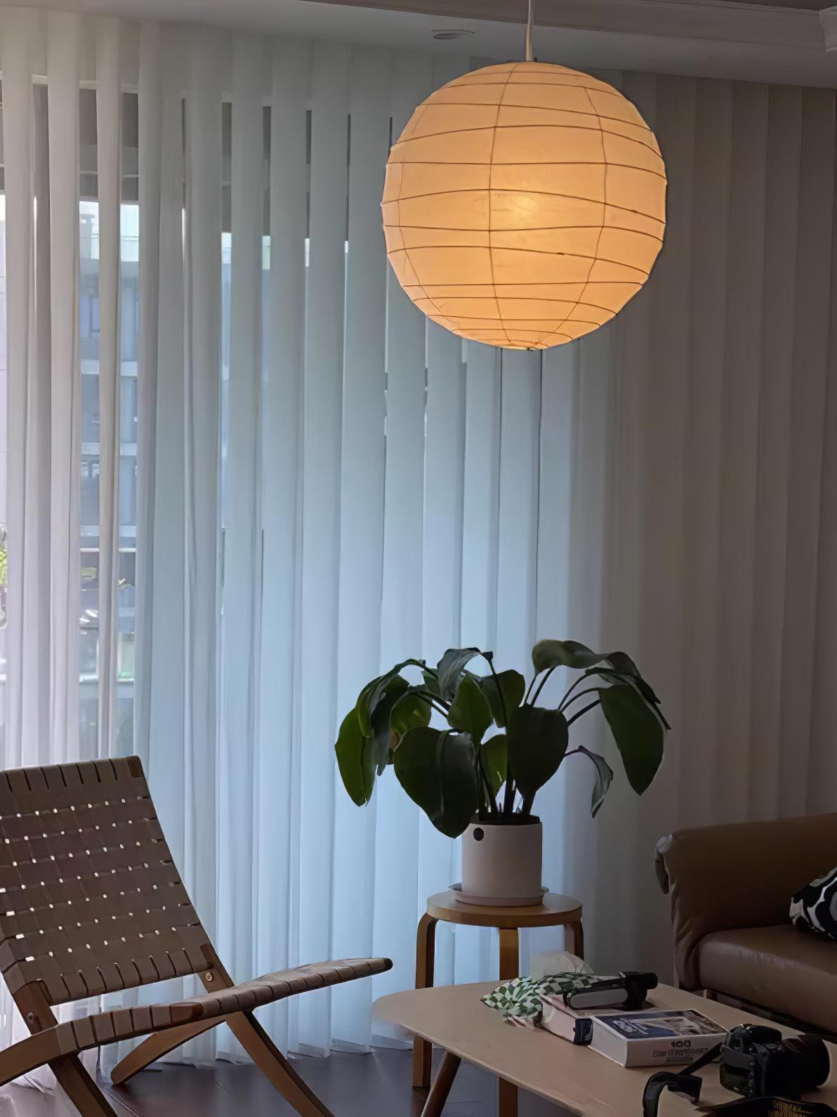 Japanese Washi Paper Pendant Lamp Handcrafted Mulberry Paper Hanging Swag Light with Plug In Cord