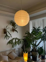 Japanese Washi Paper Pendant Lamp Handcrafted Mulberry Paper Hanging Swag Light with Plug In Cord