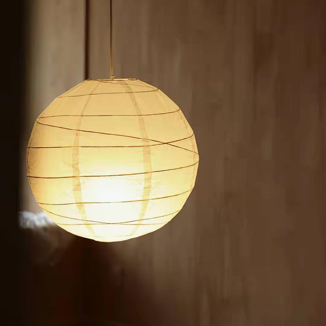 Japanese Washi Paper Pendant Lamp Handcrafted Mulberry Paper Hanging Swag Light with Plug In Cord