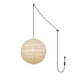 Japanese Washi Paper Pendant Lamp Handcrafted Mulberry Paper Hanging Swag Light with Plug In Cord