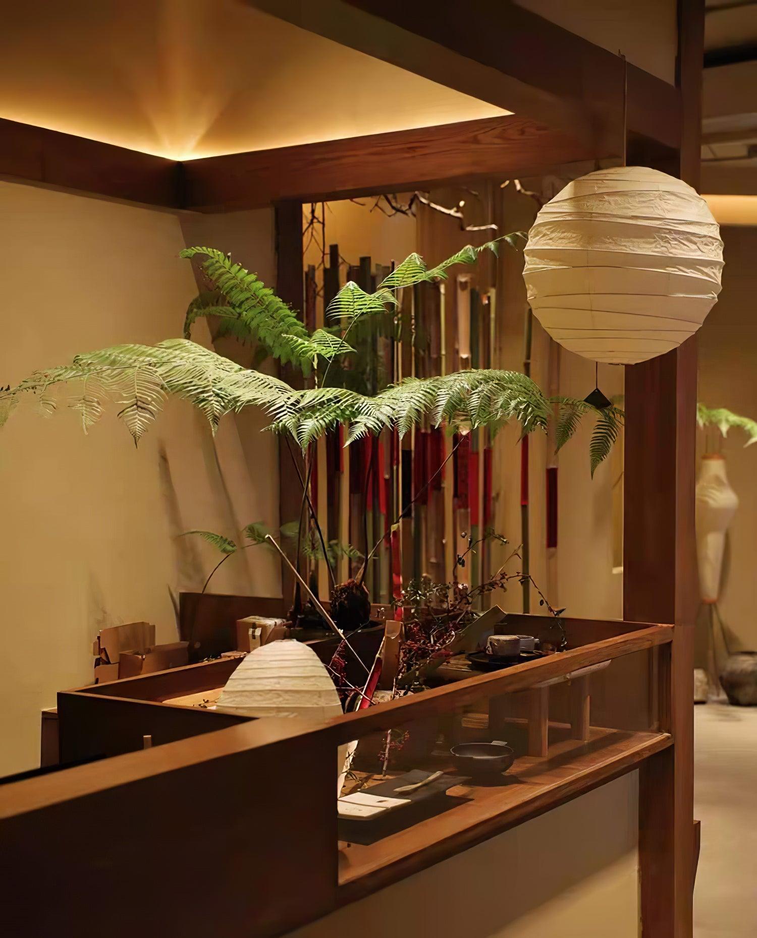 Japanese Washi Paper Pendant Light Handmade Mulberry Paper Hanging Lamp for Living Room Dining Area Zen Decor