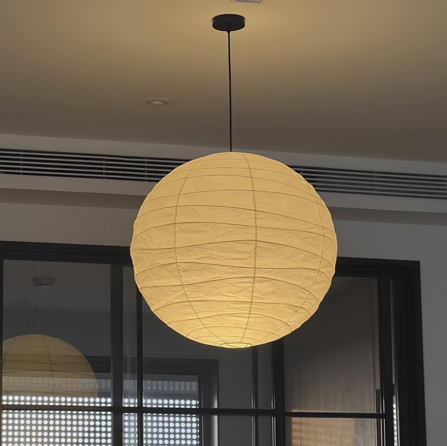 Japanese Washi Paper Pendant Light Handmade Mulberry Paper Hanging Lamp for Living Room Dining Area Zen Decor