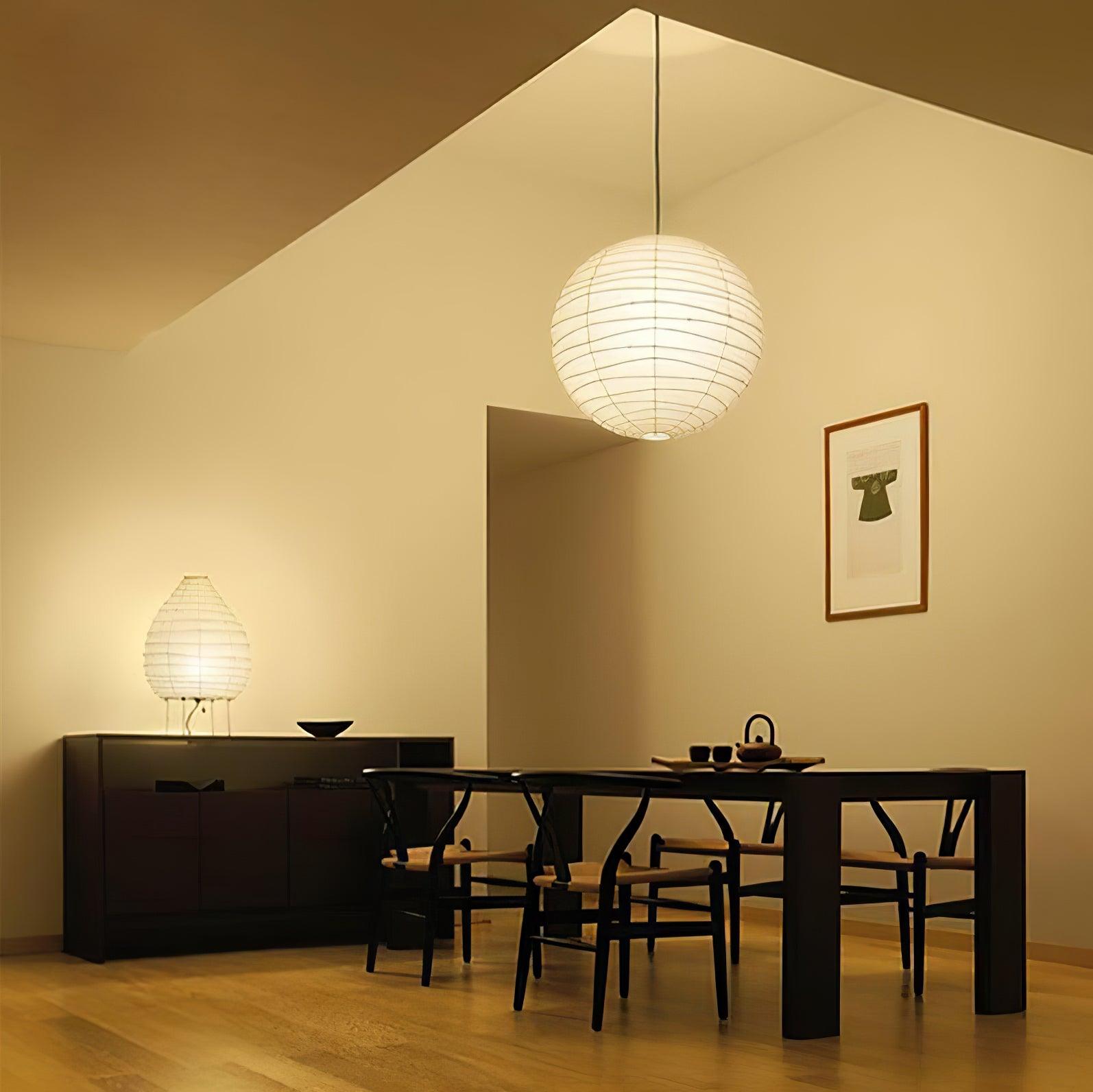 Japanese Washi Paper Pendant Light Handmade Mulberry Paper Hanging Lamp for Living Room Dining Area Zen Decor