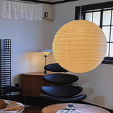 Japanese Washi Paper Pendant Light Handmade Mulberry Paper Hanging Lamp for Living Room Dining Area Zen Decor