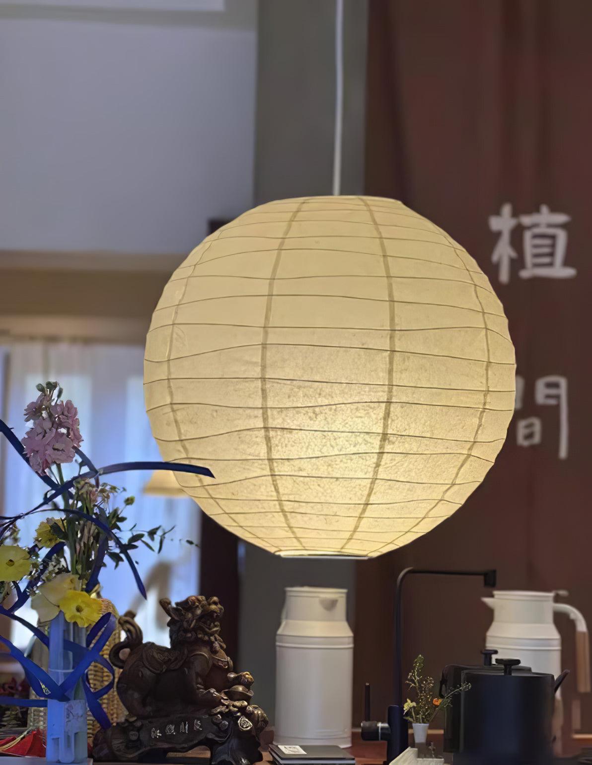 Japanese Washi Paper Pendant Light Handmade Mulberry Paper Hanging Lamp for Living Room Dining Area Zen Decor