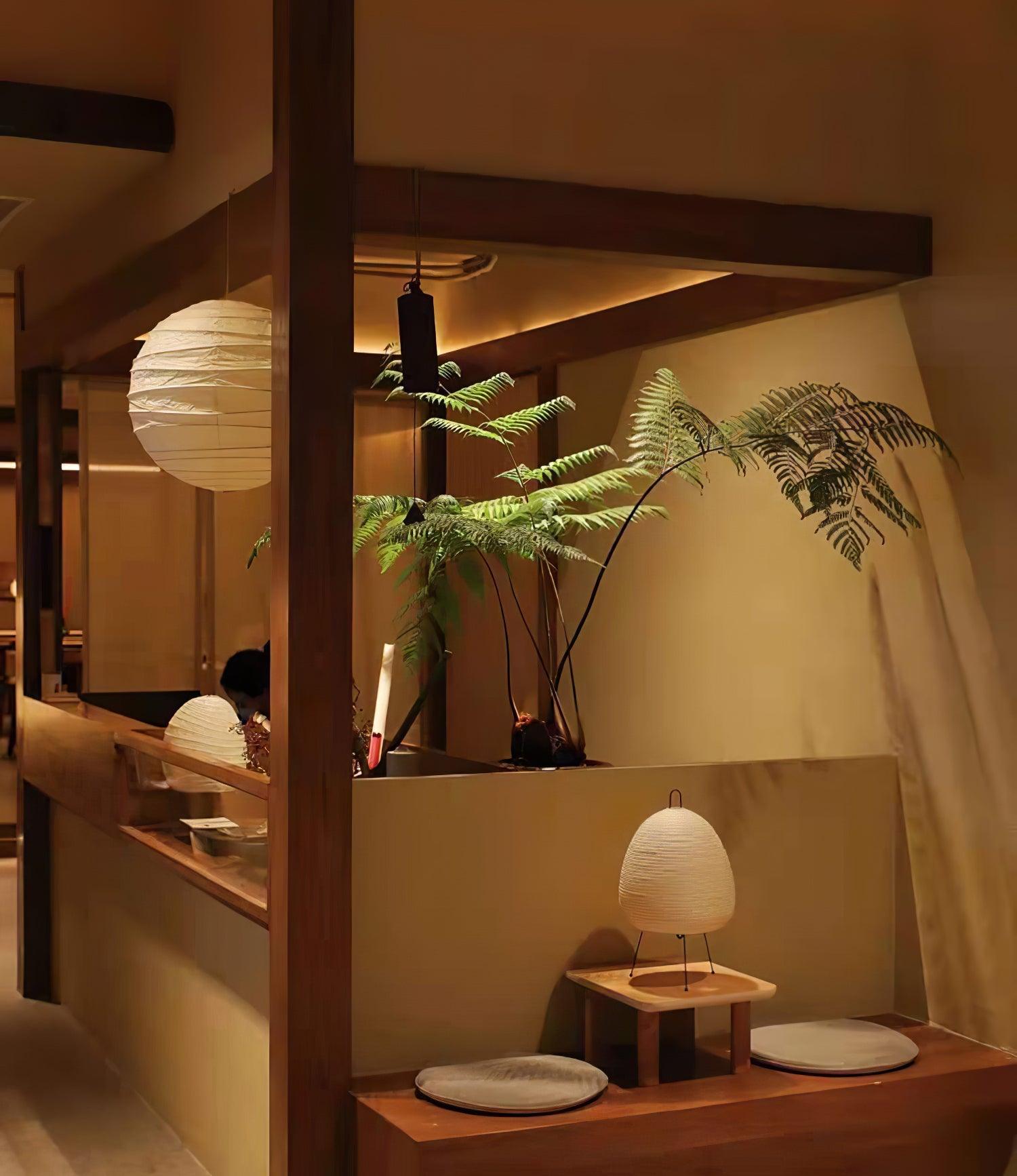 Japanese Washi Paper Pendant Light Handmade Mulberry Paper Hanging Lamp for Living Room Dining Area Zen Decor
