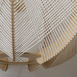 Java Natural Wood Geometric Pendant Lamp Handcrafted Ceiling Light Fixture for Indoor Home Decor