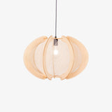 Java Natural Wood Geometric Pendant Lamp Handcrafted Ceiling Light Fixture for Indoor Home Decor