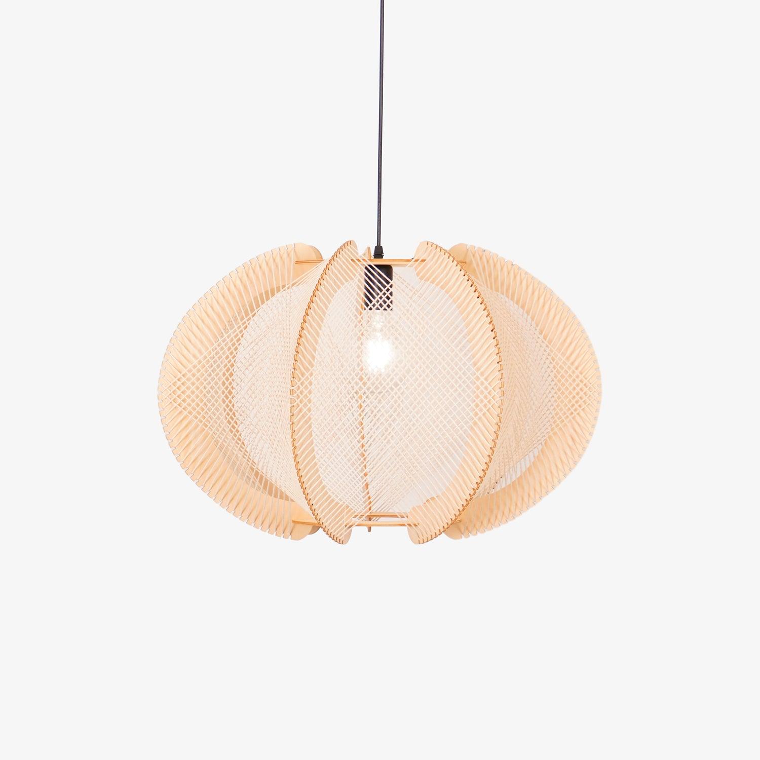 Java Natural Wood Geometric Pendant Lamp Handcrafted Ceiling Light Fixture for Indoor Home Decor