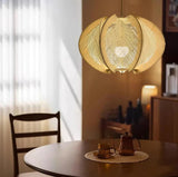 Java Natural Wood Geometric Pendant Lamp Handcrafted Ceiling Light Fixture for Indoor Home Decor