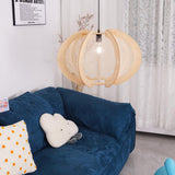 Java Natural Wood Geometric Pendant Lamp Handcrafted Ceiling Light Fixture for Indoor Home Decor