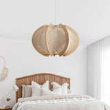 Java Natural Wood Geometric Pendant Lamp Handcrafted Ceiling Light Fixture for Indoor Home Decor