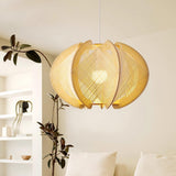 Java Natural Wood Geometric Pendant Lamp Handcrafted Ceiling Light Fixture for Indoor Home Decor