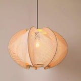 Java Natural Wood Geometric Pendant Lamp Handcrafted Ceiling Light Fixture for Indoor Home Decor