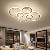 Modern 6 Ring Geometric LED Flush Mount Ceiling Light Dimmable Lighting Fixture for Bedroom and Living Room